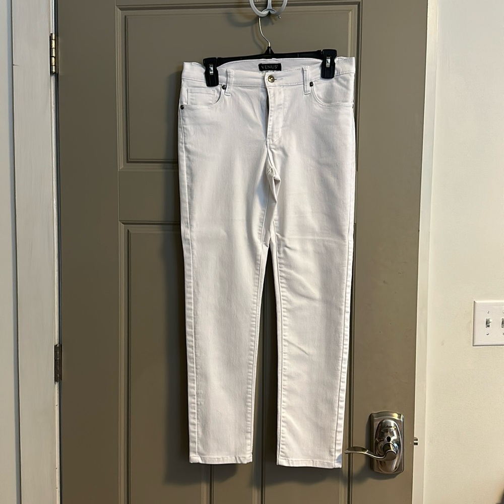 VENUS White Slim Straight Jeans